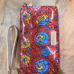 James Avery Red Floral Wristlet with Blue and Yellow Roses